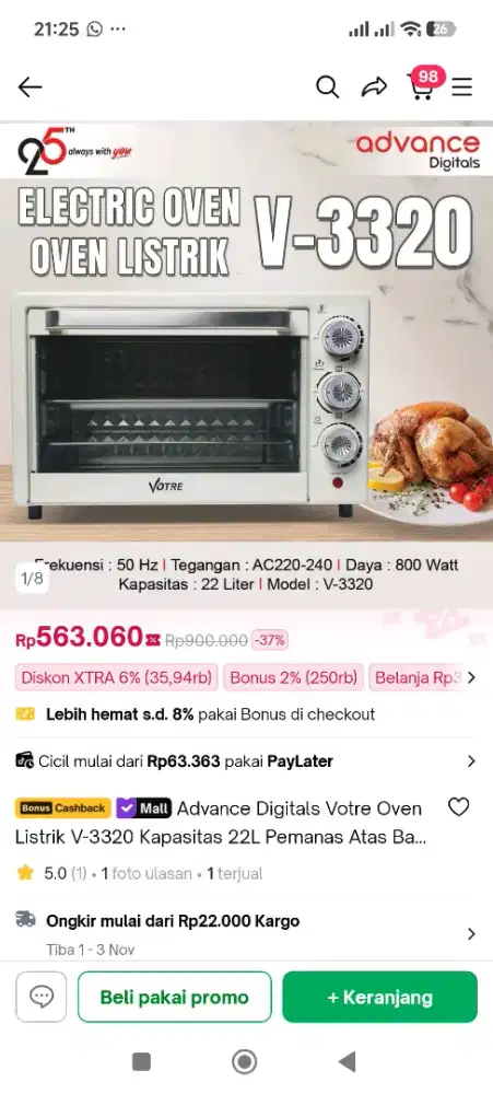 Oven Votre V 3320