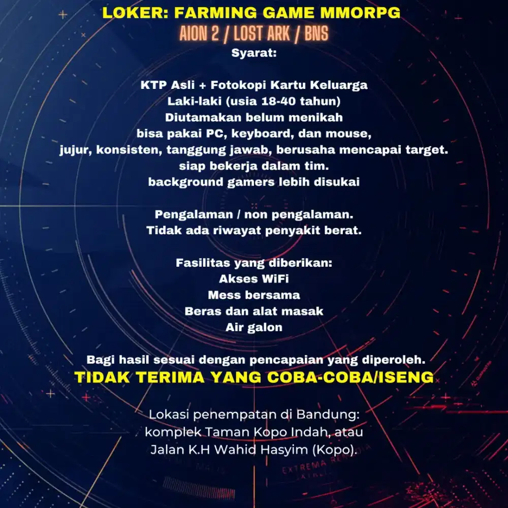 Loker main game dapet duit, MMORPG!