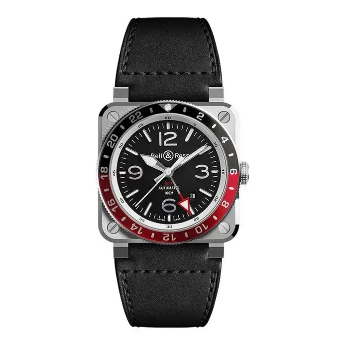 Bell & Ross New BR 03-93 GMT Black Red Bezel 42m