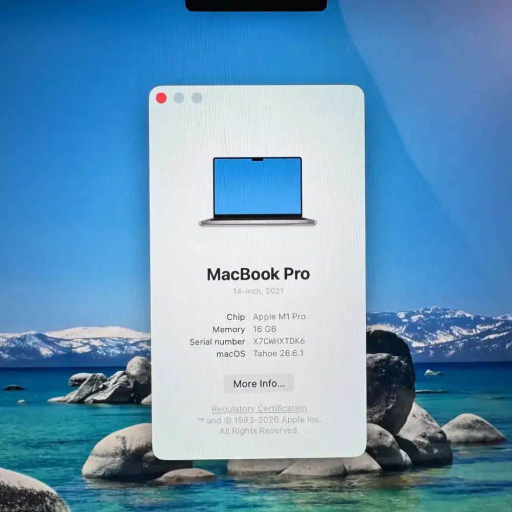 Macbook M1 Pro 14 Inch Ram 16 Ssd 1 Tb lengkap full set Space Grey