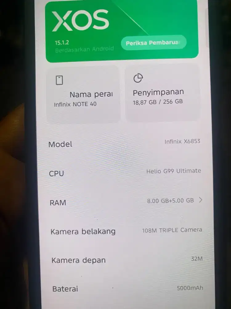 Infinix note 40 8+5/256