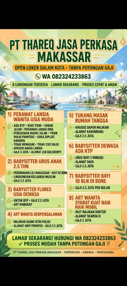 Lowongan kerja khusus wanita ART babysitter perawat lansia