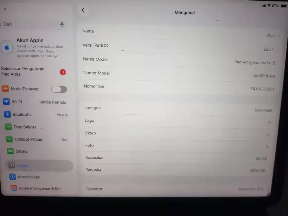 Ipad air 5 64GB ex ibox wifo cell