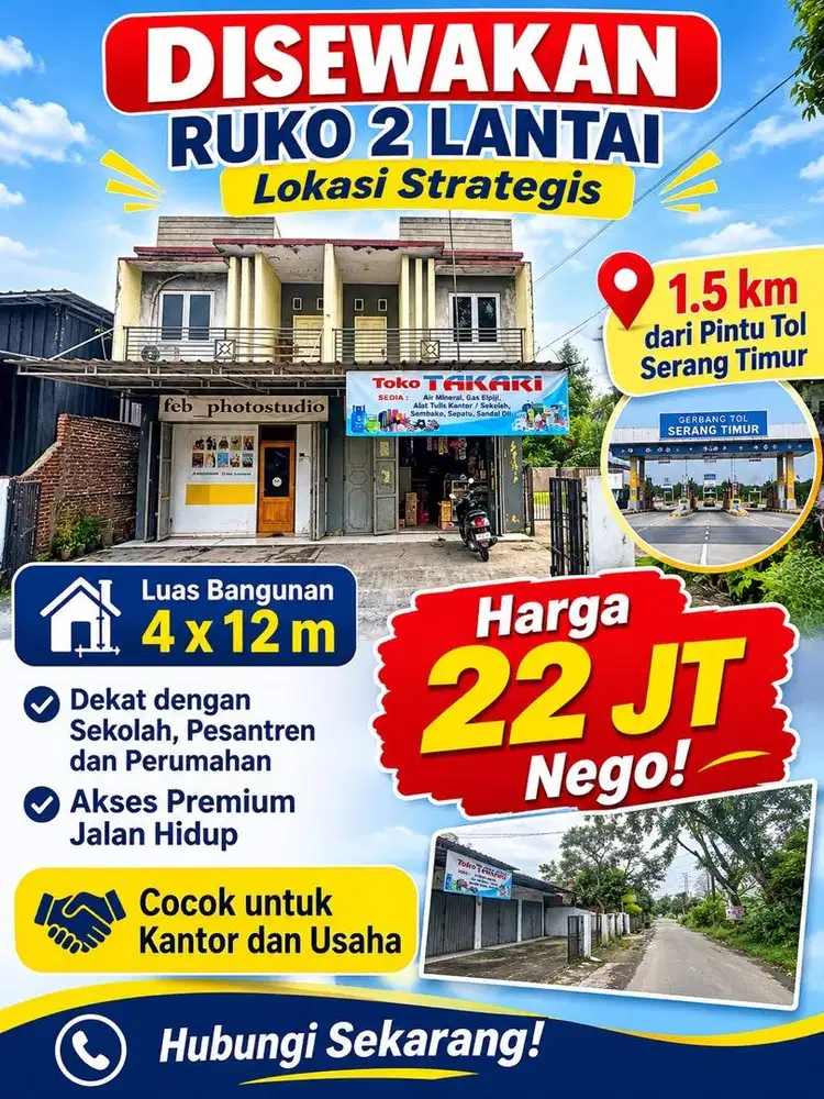 Di sewakan Ruko murah dekat pintu tol kawasan perumahan dan pesantren