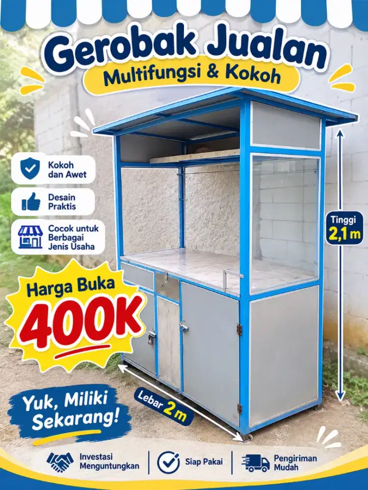 Etalase gerobak full kaca