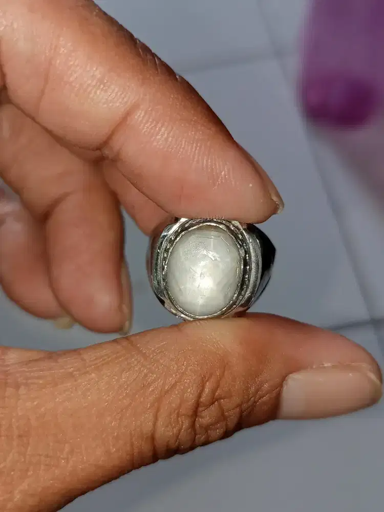Batu Cincin Akik Permata Natural White Star Sapphire Top Quality