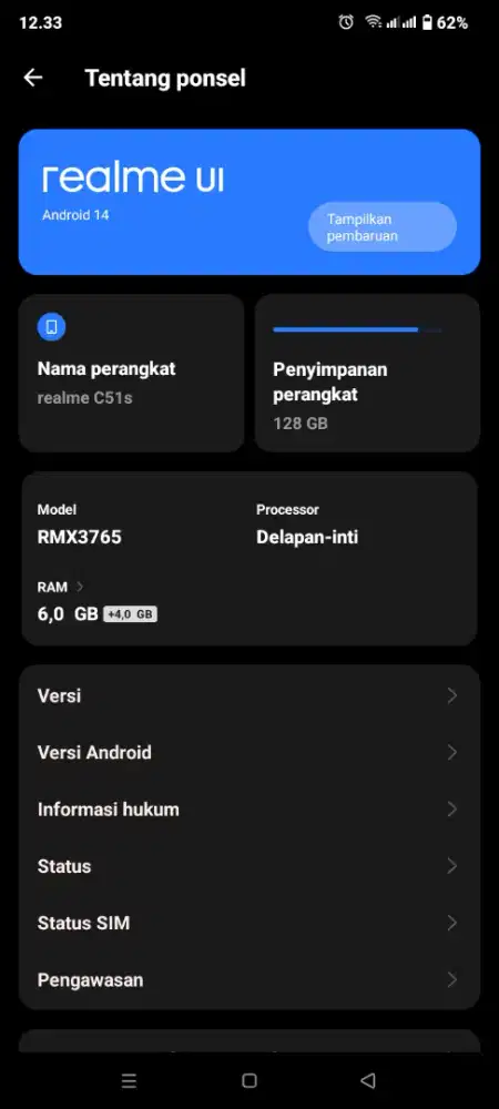 Realme C51s Bekas seperti baru