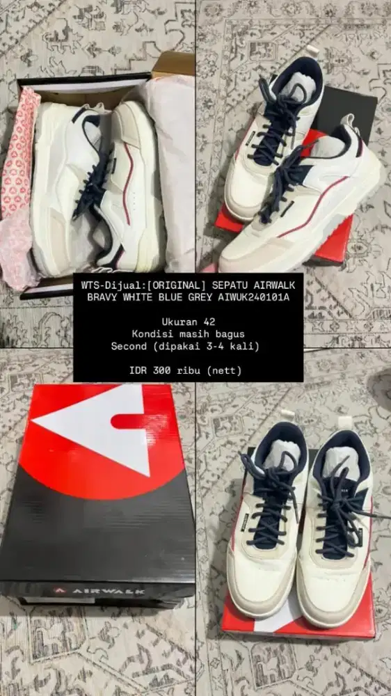 Sepatu Airwalk Bravy White Blue Grey