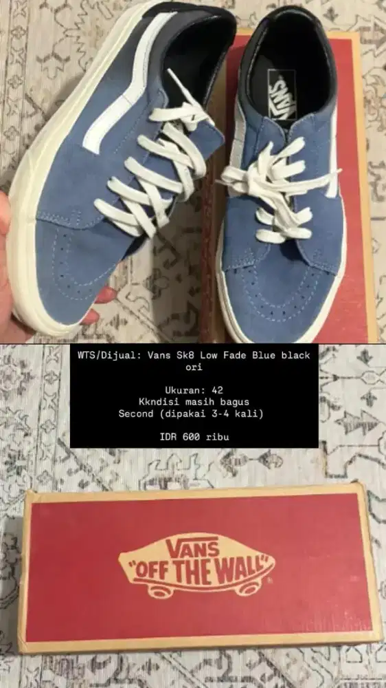 Sepatu Vans sk8 low fade blue black ORI