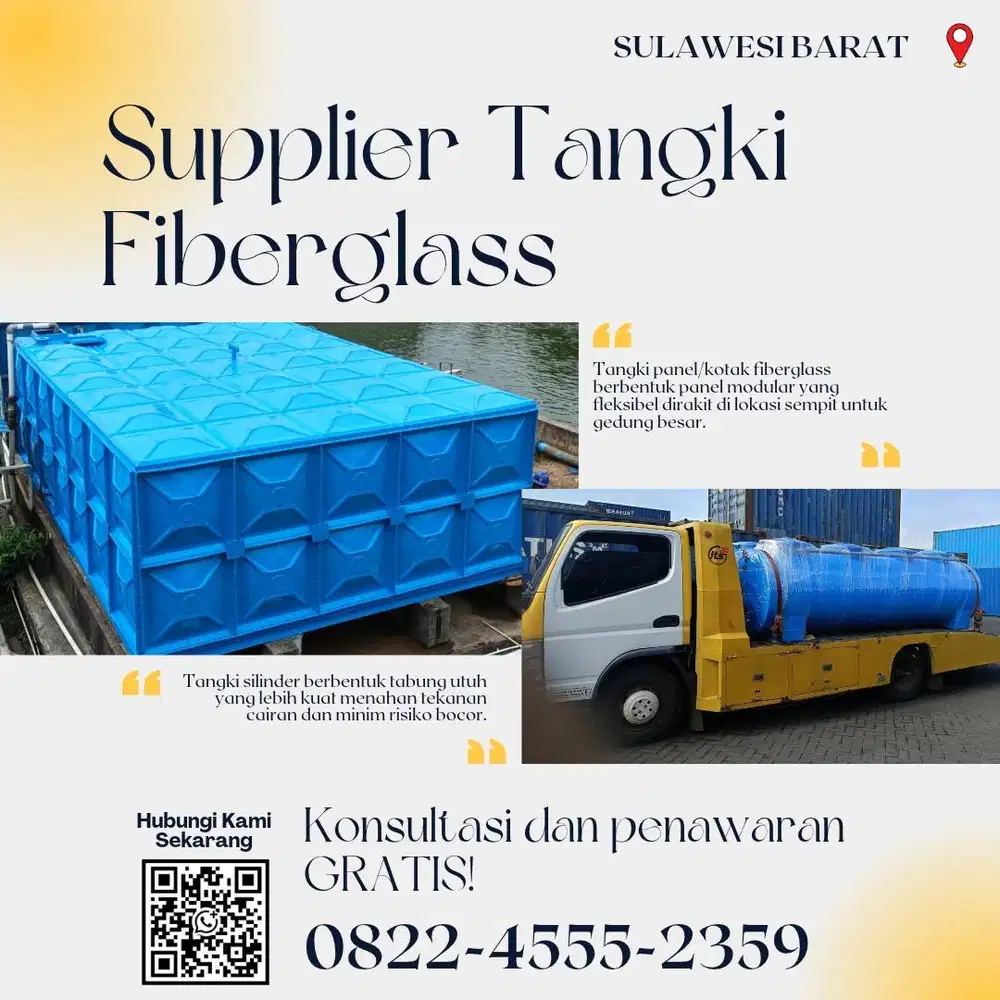 Tangki Fiberglass FRP-Panel Tank, Roof Ground Tank Mamuju Tengah