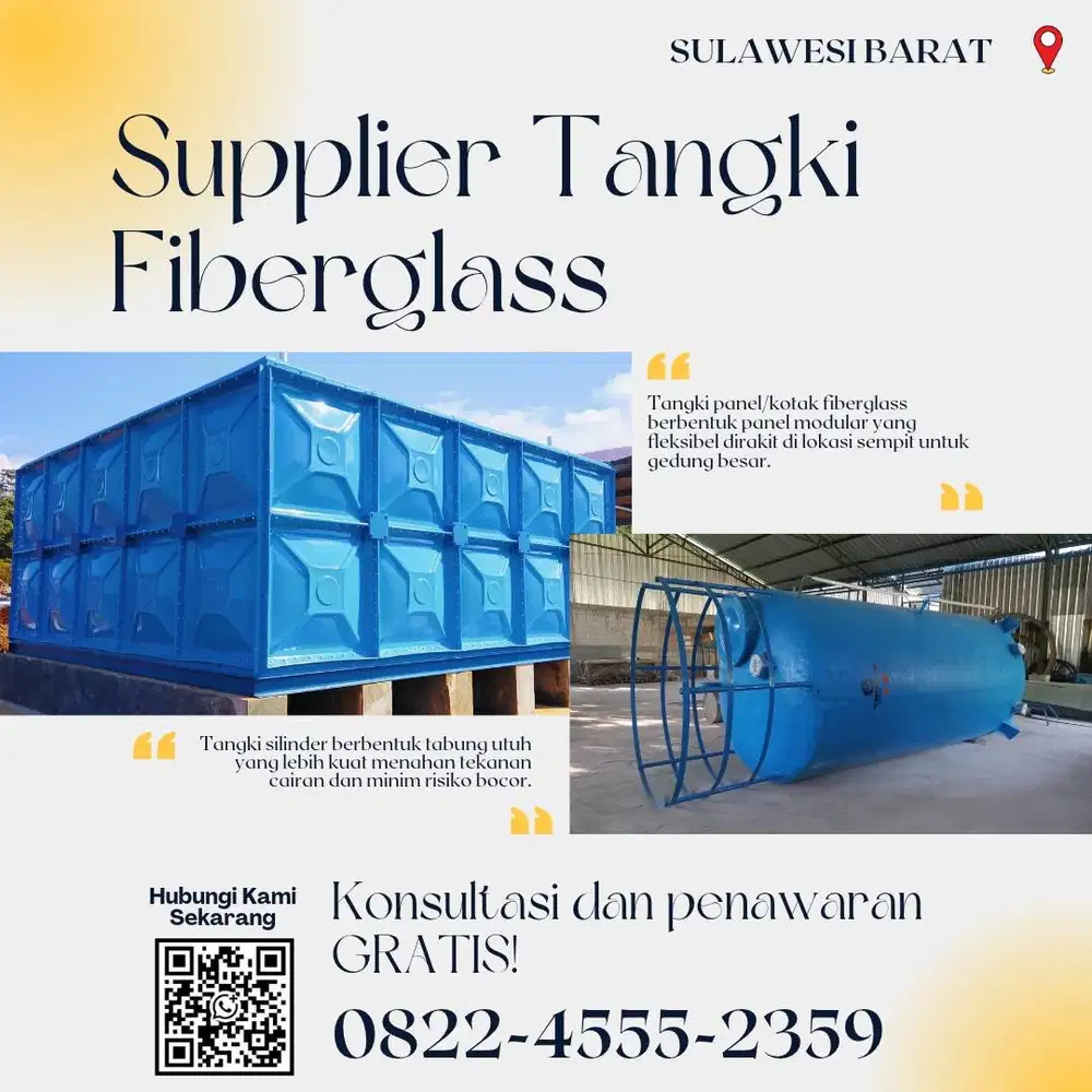 Tangki Fiberglass FRP-Panel Tank Roof Tank Ground Tank Polewali Mandar