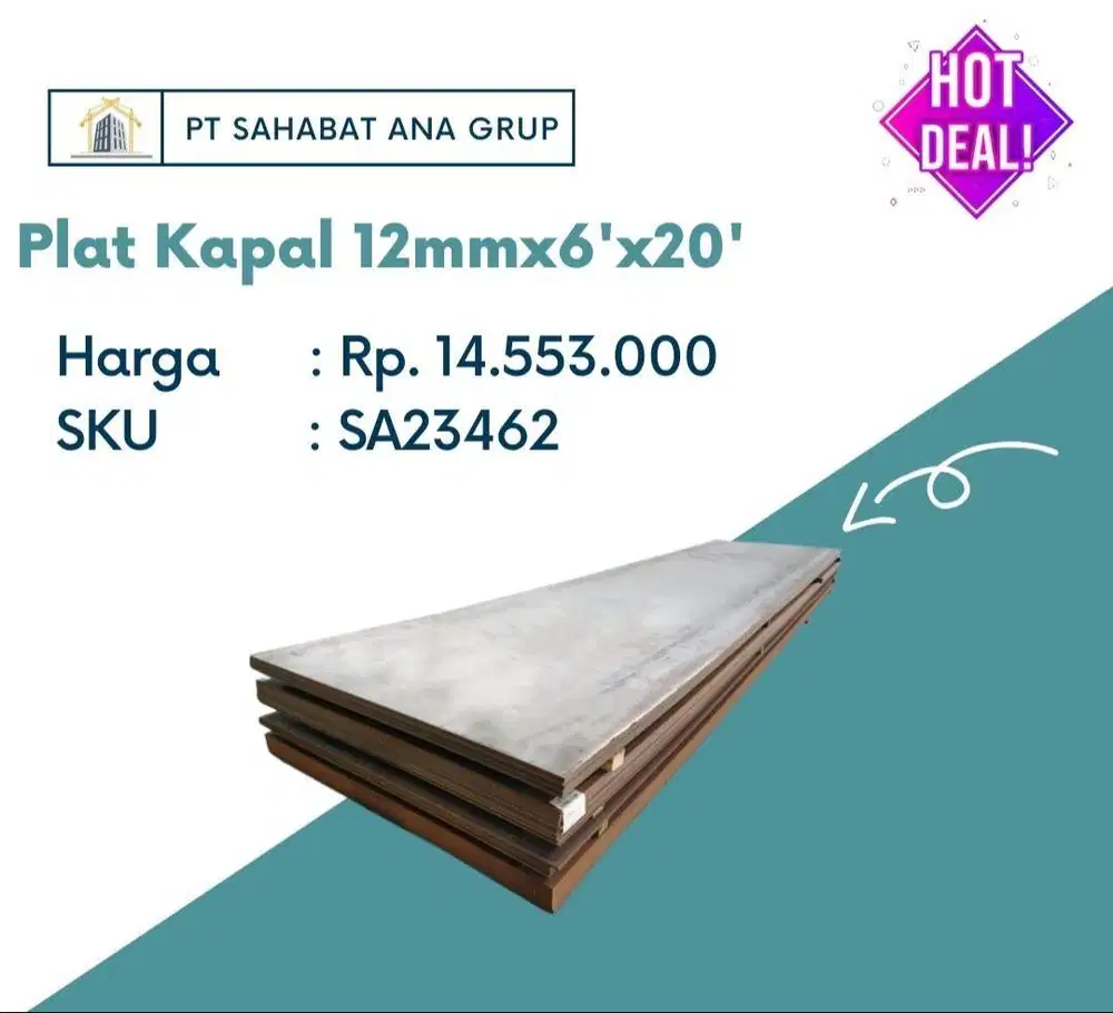 Plat Kapal 12mm x 6'x 20'