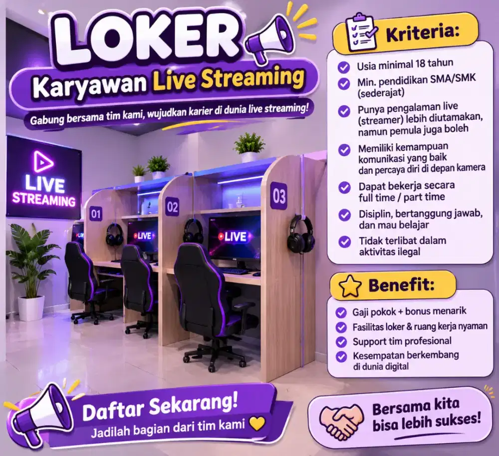 Dicari host live streaming game