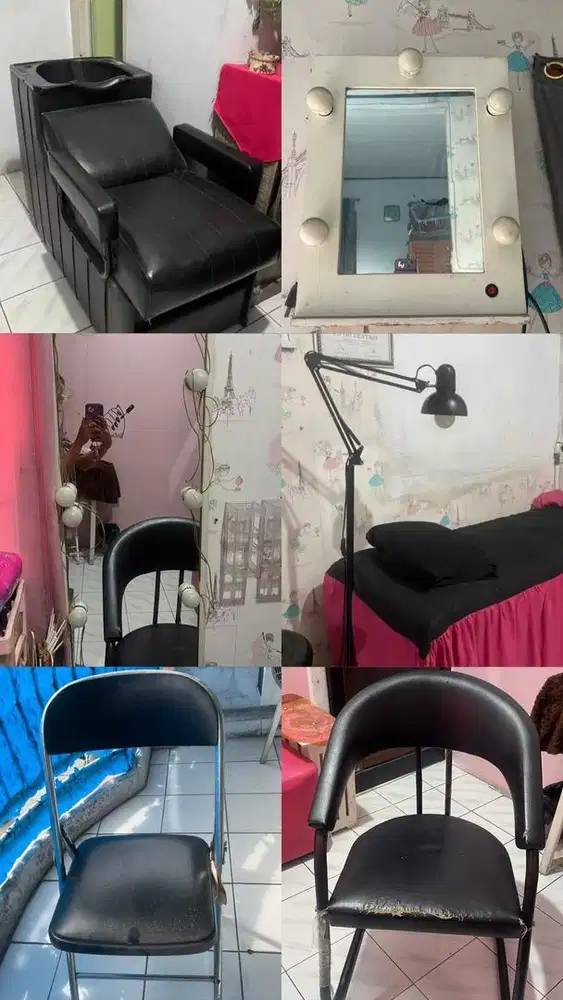 Peralatan salon washbak kaca sisir kursi take all beauty