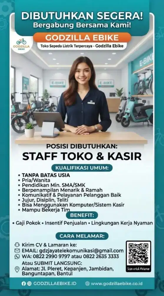 Dibutuhkan segera staff toko dan kasir