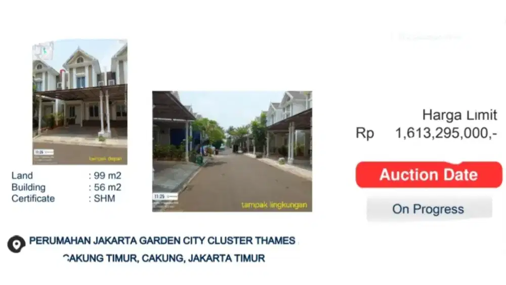 Dijual Rumah 2 Lantai Jakarta Garden City Cluster Thames