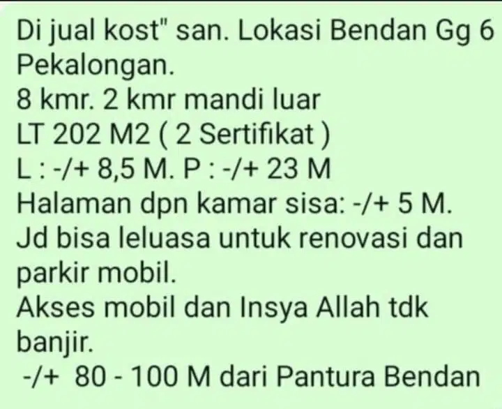 Dijual kosan 8
