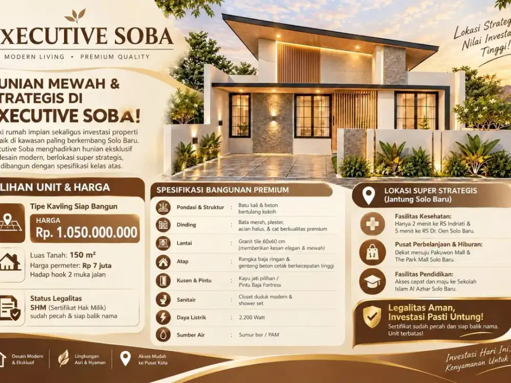 Kawasan Paling Berkembang! Amankan Unit Hunian Mewah Anda di Executive Soba Sebelum Kehabisan!
