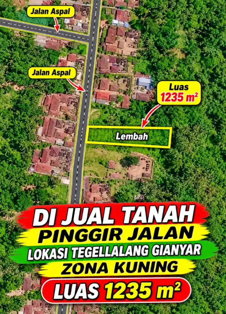 Di jual tanah pinggir jalan zona kuning