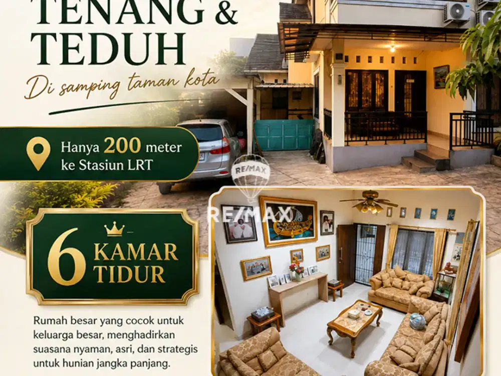 Rumah Besar 6 KT Luas 401m² SHM Dekat LRT Taman Mini Manunggal