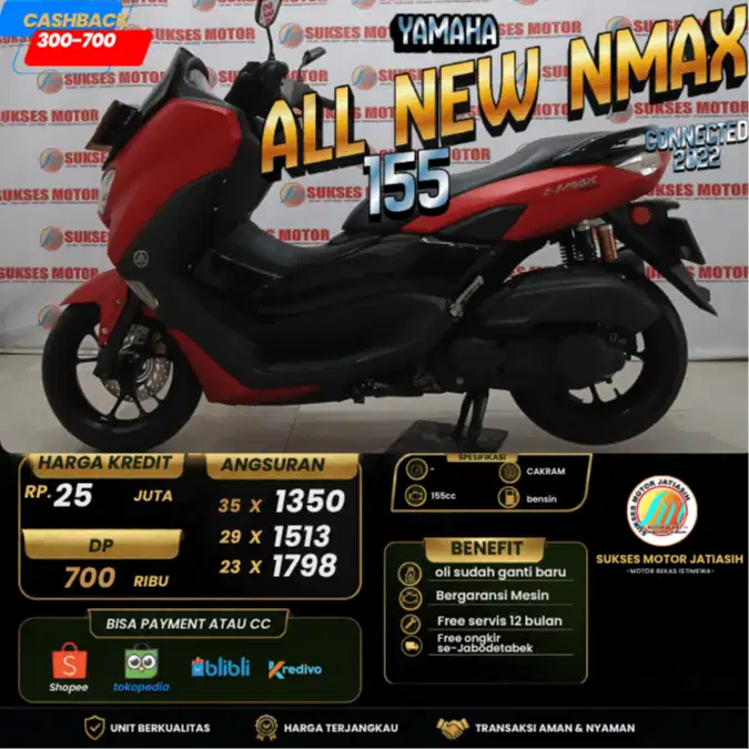YAMAHA ALL NEW NMAX CONNECTED 2022 PLAT JAKARTA BISA CASH DAN KREDIT
