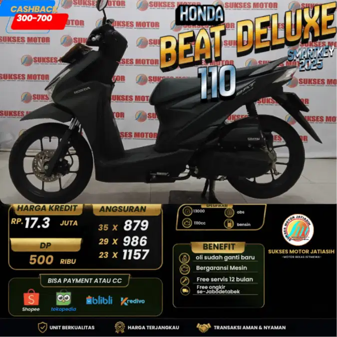 HONDA BEAT DELUXE SMARTKEY 2025 PLAT DEPOK  KM MASIH RENDAH SIAP GAS