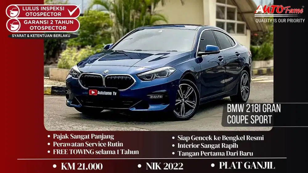 KM21RB BMW 218i Gran Coupe Sport NIK 2022 Akhir Phytonic Blue On Black