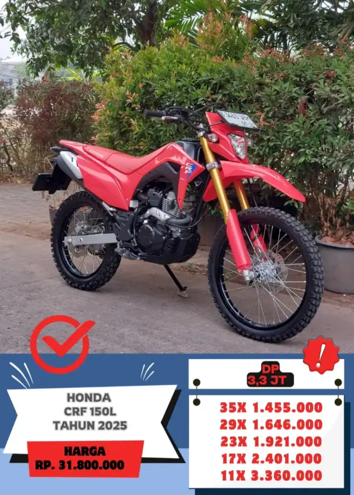 Honda CRF 150 L Tahun 2025 Gress Siap Pakai KM 2000