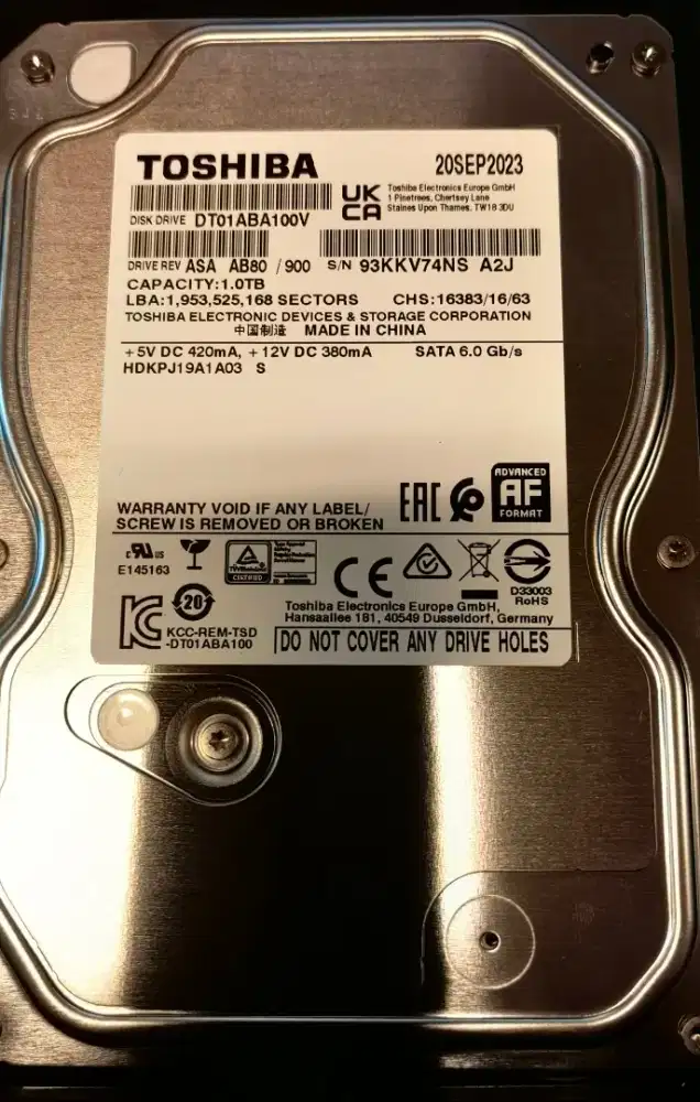 JUAL HDD TOSHIBA 1TB – HEALTH 100% – NORMAL