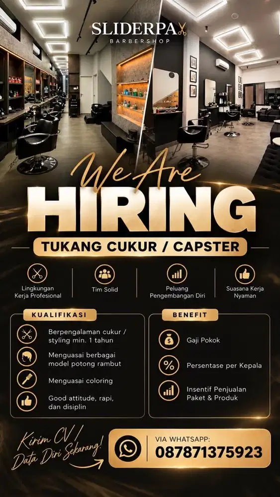 Lowongan Barberman Sliderpax Barbershop
