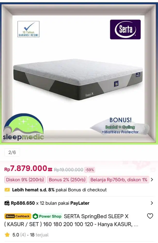 Kasur Serta New Sleep-X Extra Firm - Hampir seperti baru!