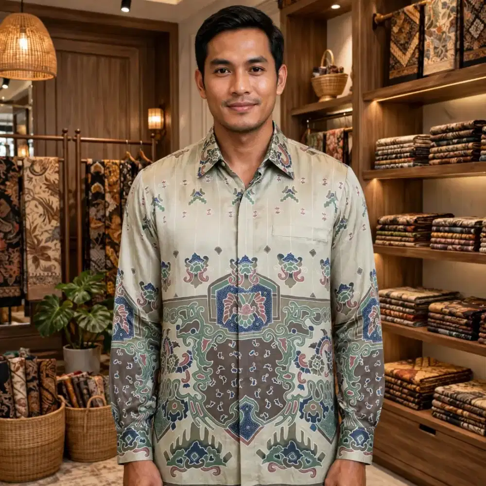 Kemeja batik pria batik sutra tulis asli Pekalongan