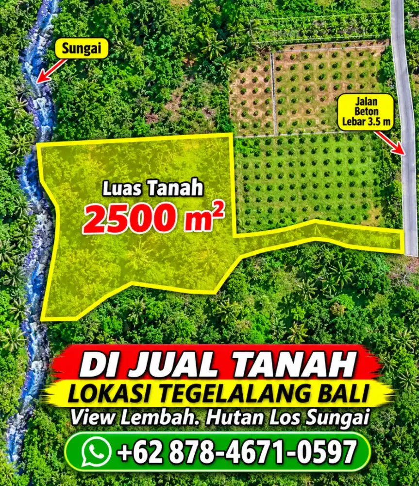 Di jual tanah Los sungai lokasi tegellalang utara ubud