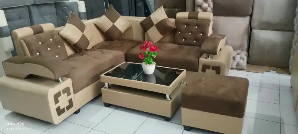 Sofa minimalis + fub cokelat
