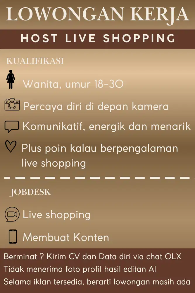 Lowongan kerja Host Live