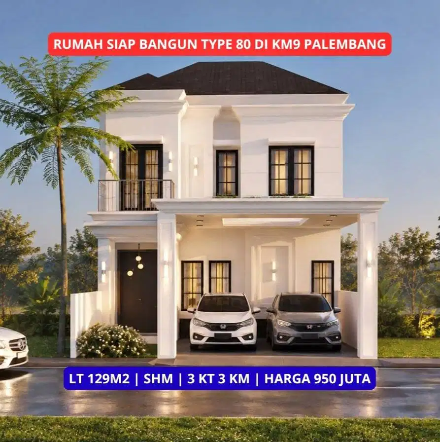 rumah 2 lt area km9 palembang