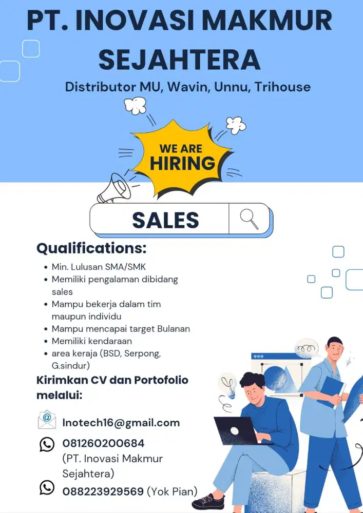 Sales Perusahaan Distributor Bahan Bangunan (MU, UNNU, TRIHOUSE dll)
