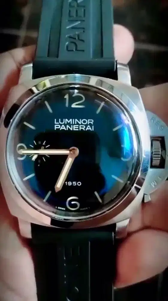 Luminor Panerai 1950 Fiddy Automatic. Mesin Cal.PAM00127. Strap Kulit.