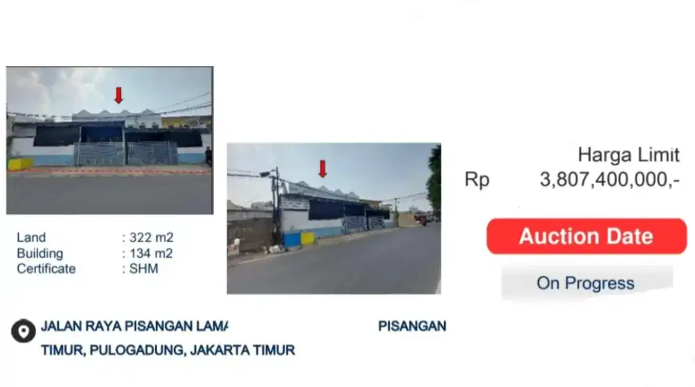Dijual Rumah Usaha Jalan Raya Pisangan Lama