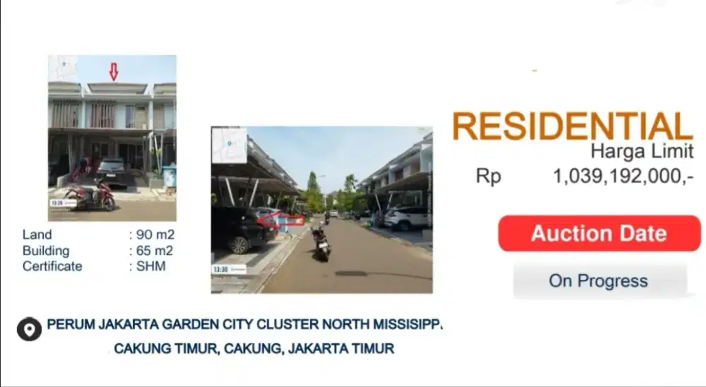 Dijual Rumah 2 Lantai Jakarta Garden City Cluster North Missisippi