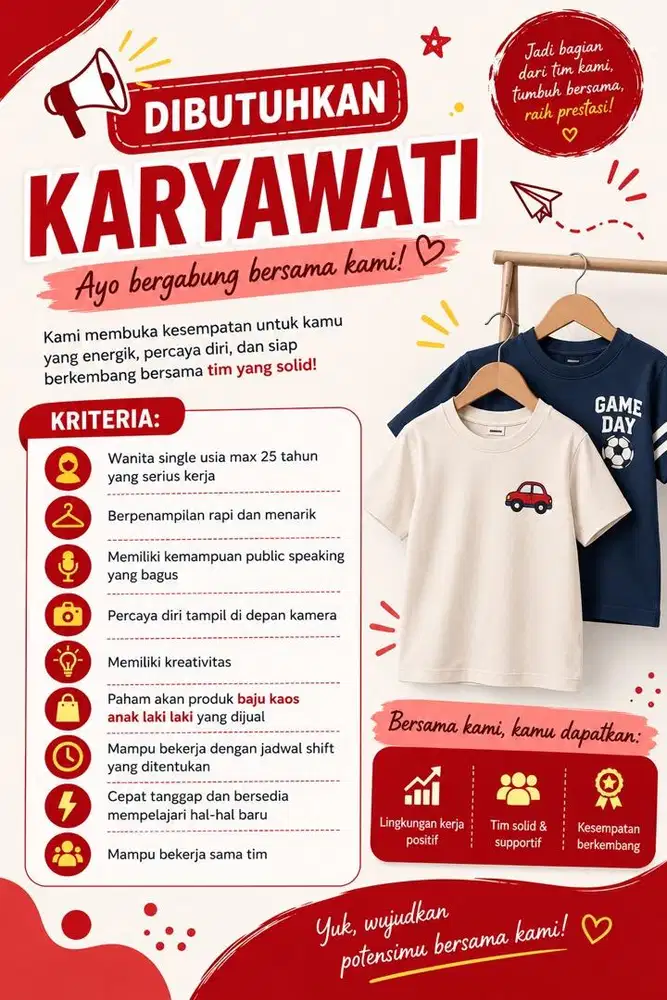 DIBUTUHKAN KARYAWATI ONLINESHOPE