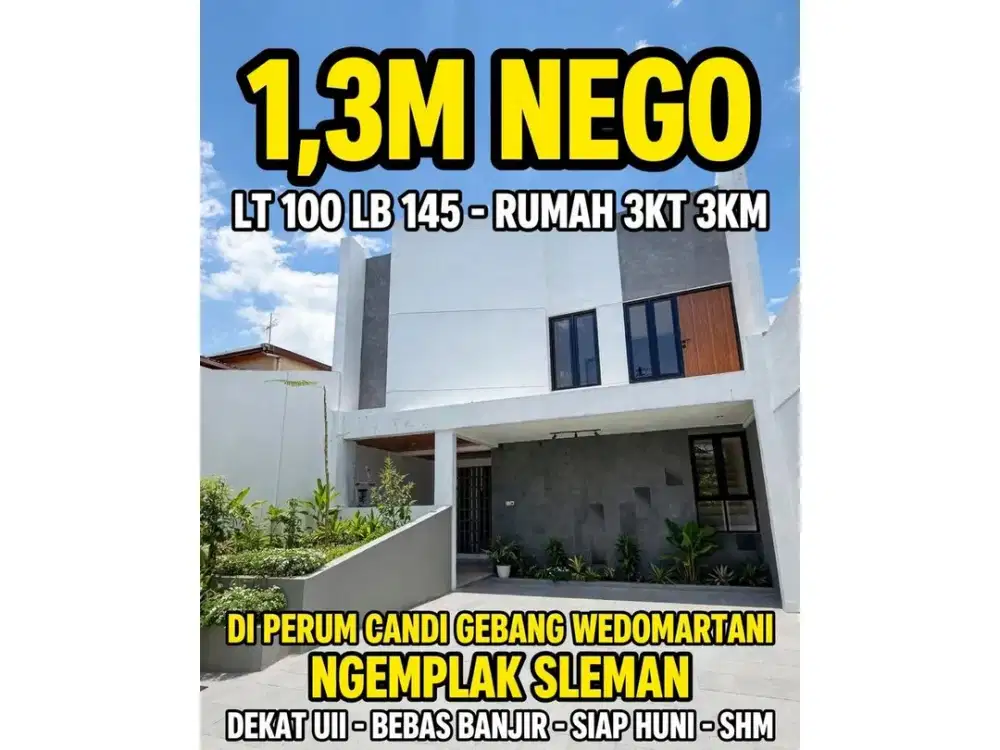RUMAH SIAP HUNI CANDI GEBANG WEDOMARTANI SLEMAN CARPORT 2 MOBIL dekat pamela concat