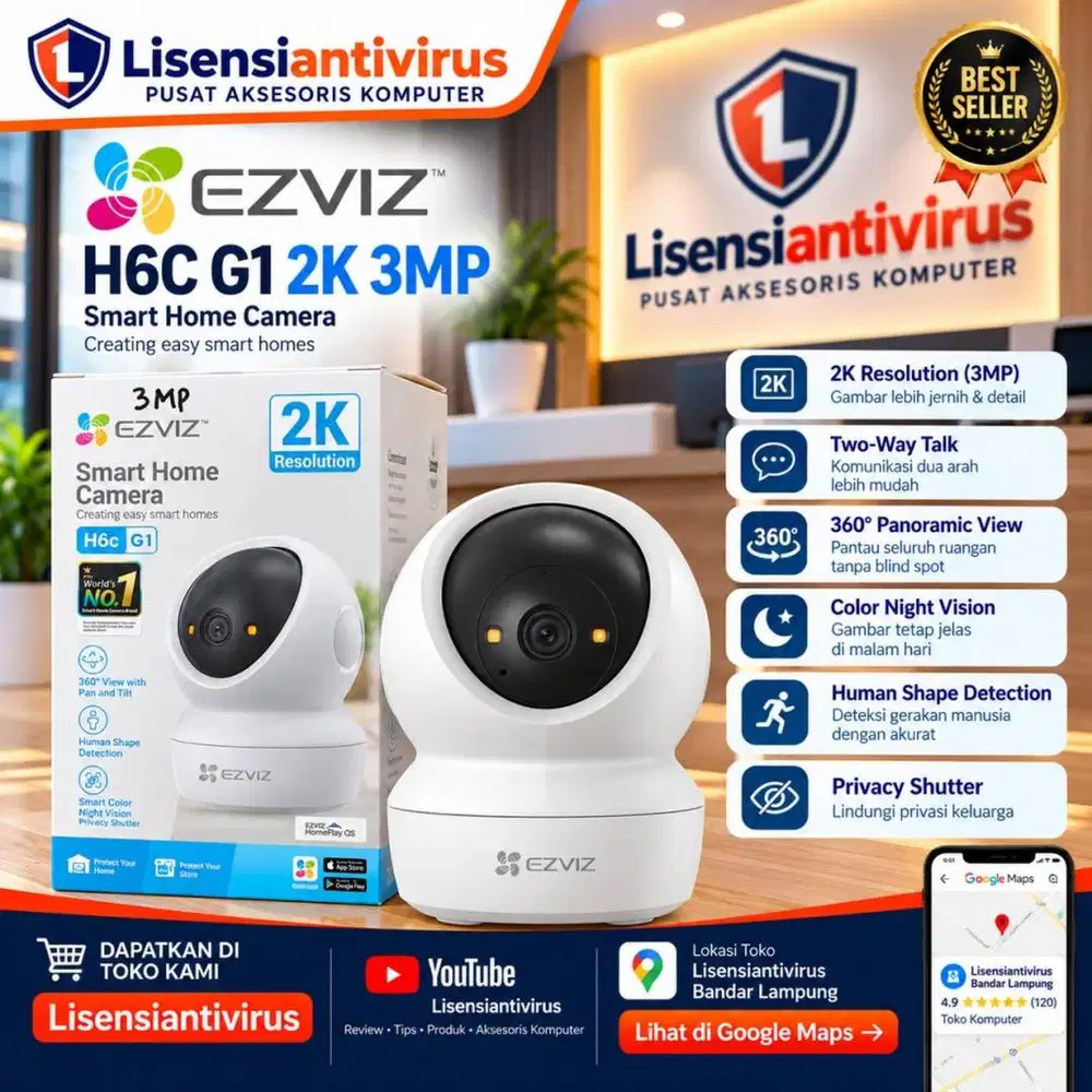 IPCCTV EZVIZ CCTV H6C G1 3MP 2K NEXT GENERATION PAN & TILT WI-FI NIGHT