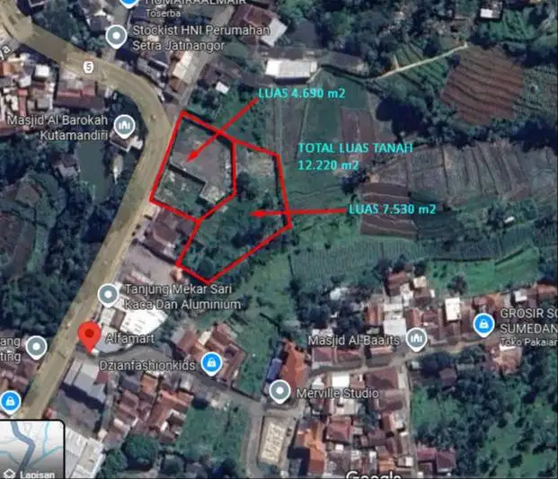 DIJUAL TANAH STRATEGIS PINGGIR JALAN RAYA SUMEDANG 12.220 m