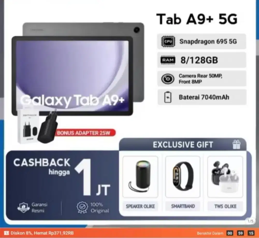 Jual Tablet Samsung A9 Plus 5g Second