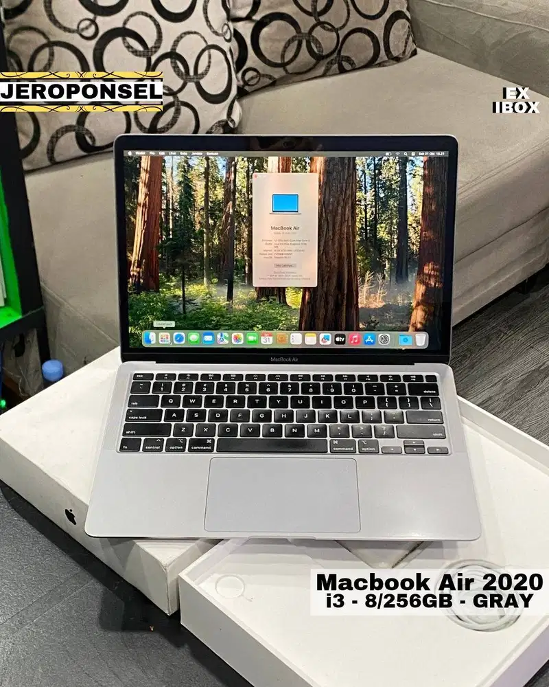 MACBOOK AIR 2020 i3 8/256GB MULUS FULL SET GARANSI ORIGINAL
