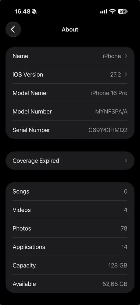 Iphone 16 Pro Ibox 128 gb unit only