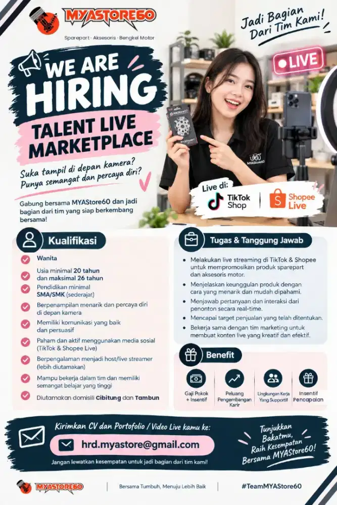 Dibutuhkan host live dan customer service