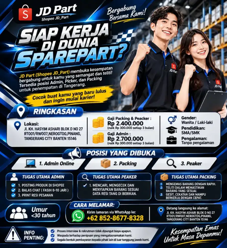 LOWONGAN ADMIN ONLINE, PACKING & PICKER