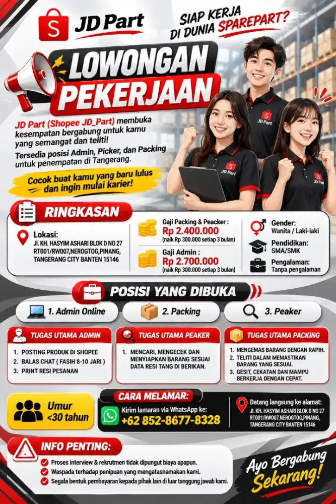 LOWONGAN ADMIN ONLINE, PACKING & PICKER